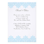 Damask light blue Wedding Reception Cards Invite