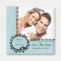 Damask Love Birds Photo Save The Date Magnet