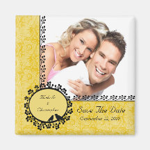 Damask Love Birds Photo Save The Date Magnet