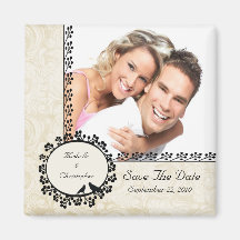 Damask Love Birds Photo Save The Date Magnet