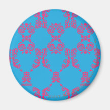 Damask Magenta-Aqua Fridge Magnets