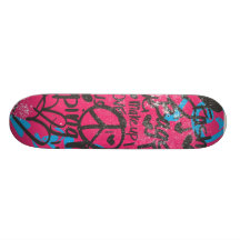 Damask  Magenta-Aqua, Grafitti Skate Board
