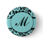 Damask Monogram Button
