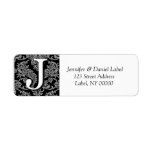 Damask Monogram J Return Address Labels labels