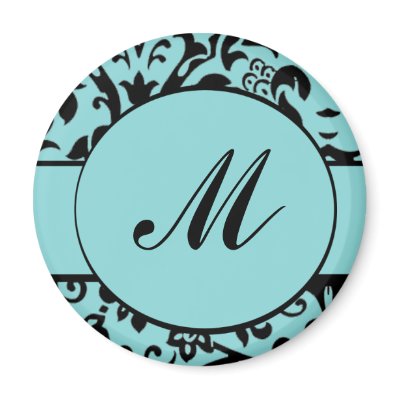 Damask Monogram Fridge Magnets by NixxysPicks