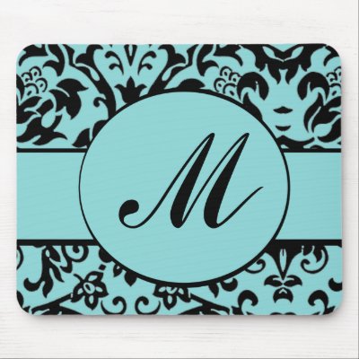 Damask Monogram Mousepads by NixxysPicks