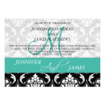 Damask Monogram Names Turquoise Wedding Invitation
