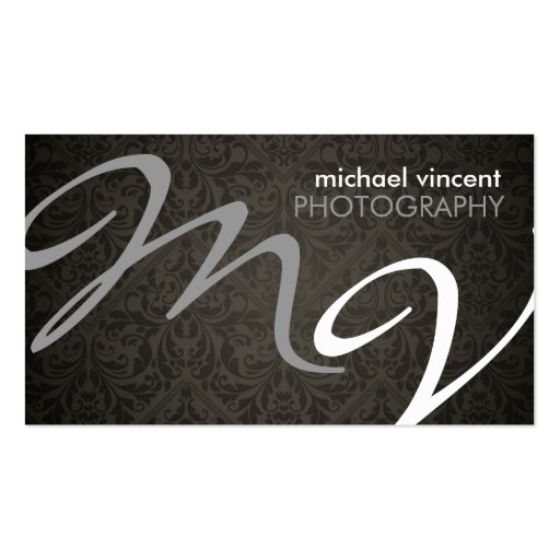 Damask Monogram Photography Business Card