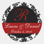 Damask Monogram Sticker (black/red)