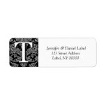Damask Monogram T Address Shipping Labels labels
