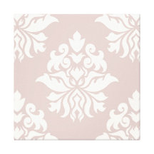 Damask Ornate Repeat Pattern - cream on pink Canvas Prints