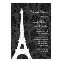 Damask Paris Rehearsal Dinner (black) Custom Announcement