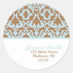 Damask Pattern Address Labels Round Sticker