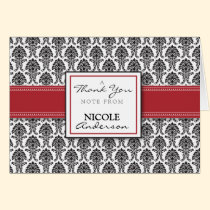 Damask Pattern Custom Thank You Card (red) cards