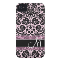 Damask Pattern with Monogram Iphone 4 Case-mate Cases
