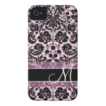 Damask Pattern with Monogram iPhone 4 Case-Mate Cases