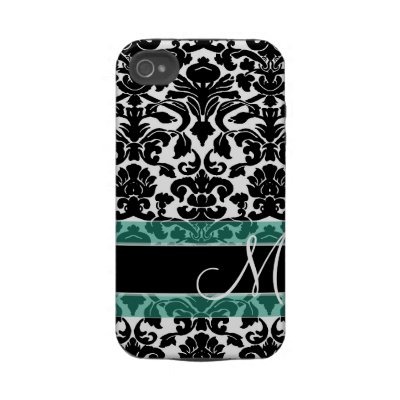 Damask Pattern with Monogram Iphone 4 Tough Cover by icases