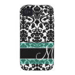 Damask Pattern with Monogram Case-Mate iPhone 4 Covers