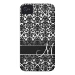 Damask Pattern with Monogram iPhone 4 Case