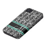 Damask Pattern with Monogram iPhone 4 Cases