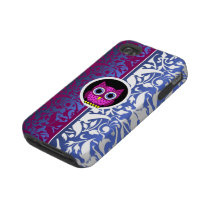 damask pattern with owl iphone 4 tough cases