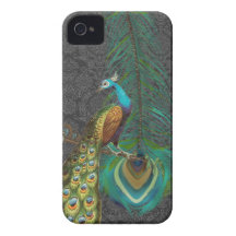 Damask Peacock & Feather You Choose Colour Case-Mate iPhone 4 Cases