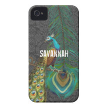 Damask Peacock & Feather You Choose Colour iPhone 4 Covers