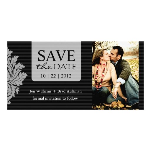 Damask Photo Save The Date Invitation Photo Greeting Card