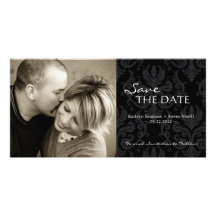 Damask Photo Save The Date Invitation Custom Photo Card