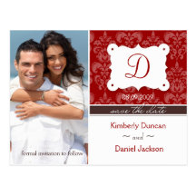 Damask Photo Save the Date Postcard