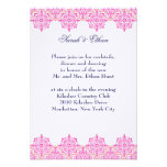 Damask pink and Orange Wedding Reception Cards Personalized Invitations