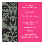 damask pink; bachelorette invite