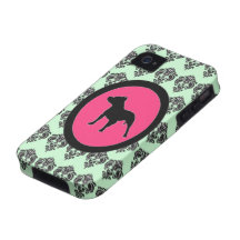 Damask Pit Bull Love iPhone Case iPhone 4 Cases