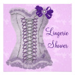 Damask Purple Corset Lingerie Bridal Shower Personalized Invite