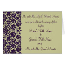 Damask Purple Wedding Invitation Greeting Cards