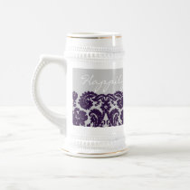 Damask Purple Wedding Coffee Mugs