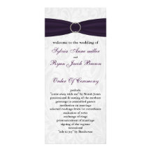 damask purple Wedding program Rack Card