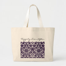 Damask Purple Wedding Tote Bags