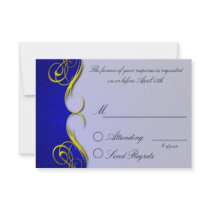 Damask Quarter Blue  Reply Card Announcements