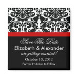 Damask Red Save The Date Magnet