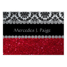 DAMASK RHINESTONE FAUX BLING BUSINESS CARD