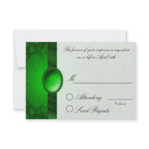 Damask Ribbon Green  Reply Card Personalized Invites