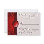 Damask Ribbon Red  Reply Card Custom Invites