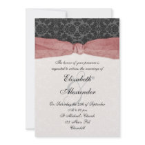 Damask Ribbon Wrapped Invitation - Copper