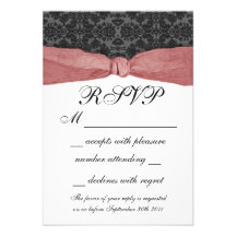 Damask Ribbon Wrapped RSVP - Copper Custom Invite