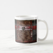Damask Rose Leather Vintage Chest Mugs