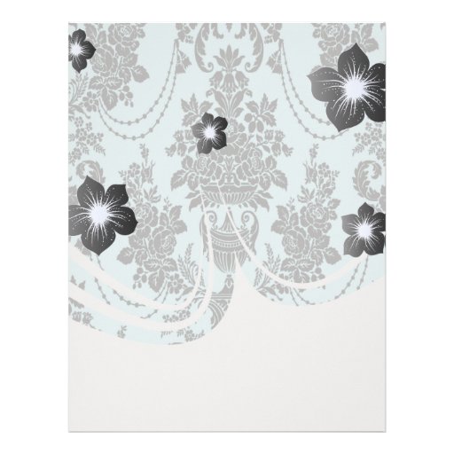 damask roses light blue and black.ai letterhead template