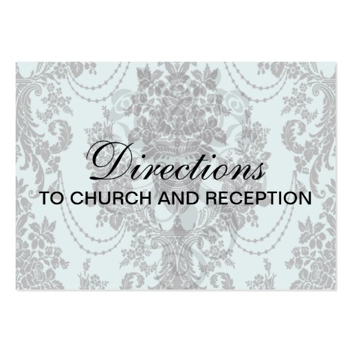 damask roses light blue and black business card template