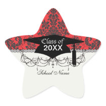 damask roses red and black graduation star stickers