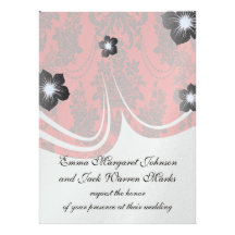 damask roses red and black personalized announcements